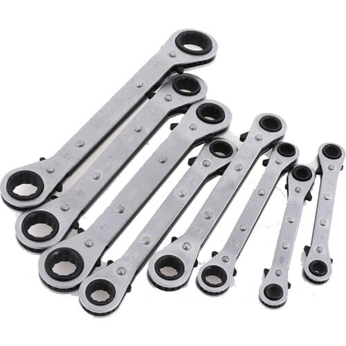 8 Sizes Double Ratchet Wrench Metric Offset Torque Wrench Set Spanner Tool Niversa Double End Wrench Offset Ring Spanner 6-21mm