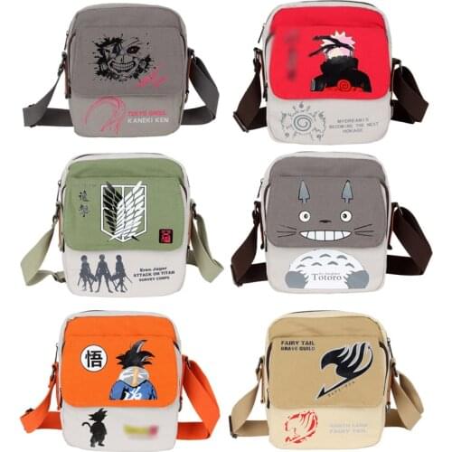 6Kinds Tokyo Ghoul Kaneki Ken Attack on Titan Totoro Fairy Tail Son Goku School Pack Satchel Shoulder Bags