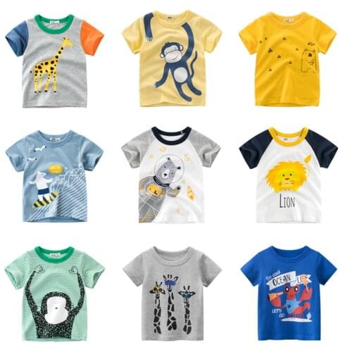 NEW Children T Shirt Summer Boys Animal Print T-Shirt Child Clothes Boys Clothes Children Short Sleeve Kids Tops Cotton 2-8Y