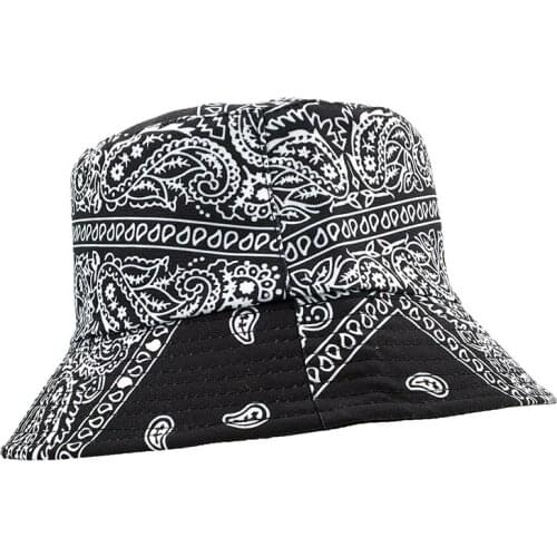 New Vintage Hip Hop Paisley women Bucket Hats Black Chapeau Fisherman Caps Gorro Bucket Mens