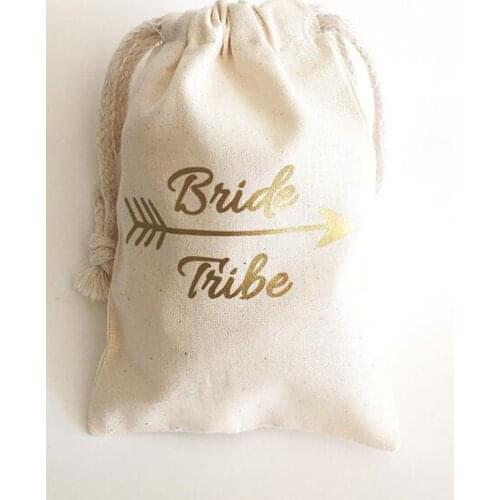Personalized gold Bride tribe wedding Hangover Kit jewelry favor muslin Bags Bachelorette hen bridal shower Champagne Party gift
