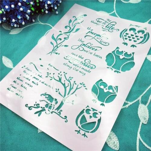 Owl plastic mold shield DIY cake scrapbook stencils hollow Embellishments printing lace ruler Valentines Day