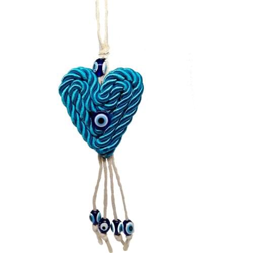 Blue Evil Eye Wall Hanging Ornament Turkish Evil Eye Bead Cream Heart 22cm Length 1 And 5 Pieces