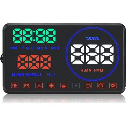 HUD Head Up Display for Display Driving data on the Front of Car Windshield with 5.5inch HD Screen with OBD2 & EUOBD Port