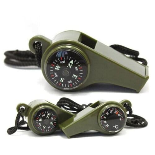 HiseaThree-in-one compas life-saving whistle outdoor multi-function whistle survival whistle high-frequency whistle with lanyard