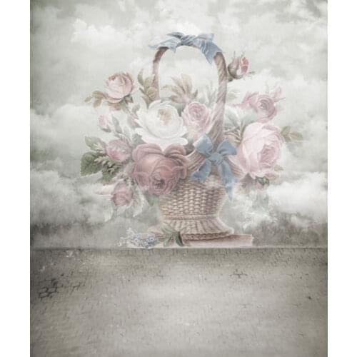 TR Photography Backdrops Blurry White Wall Flower Basket Painting Photo Backgrounds Baby Children Wedding Photo Backdrops