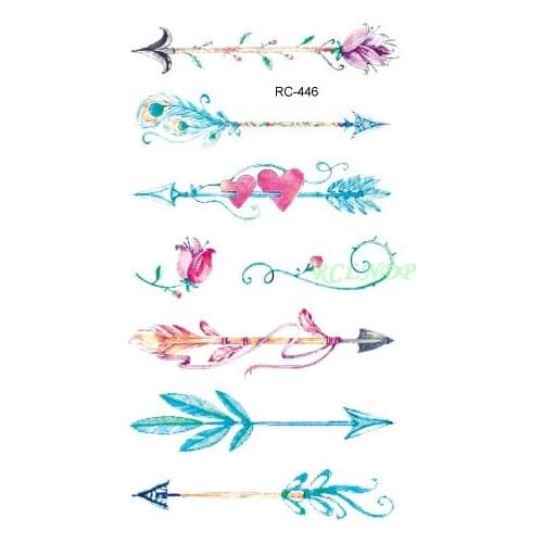 Waterproof Temporary Tattoo arrow through double heart flowers tatto stickers flash tatoo fake tattoos for girls women
