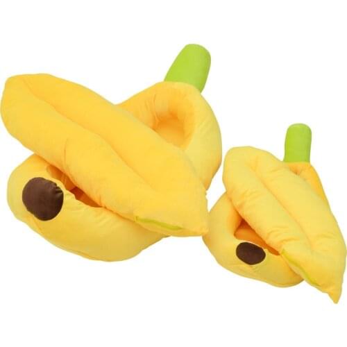 Funny Washable Cartoon Banana Shape Kennel Pet Dog Cat Bed House Cute Cozy Mat Plush Soft Cushion Warm Durable Portable Basket