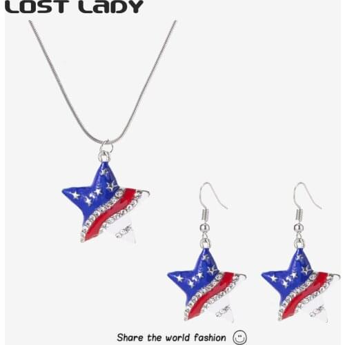 Lost Lady Fashion Multicolor Star Heart Pendant Jewelry Set Statement Rhinestone Jewelry Sets for Women Party Jewelry Wholesale