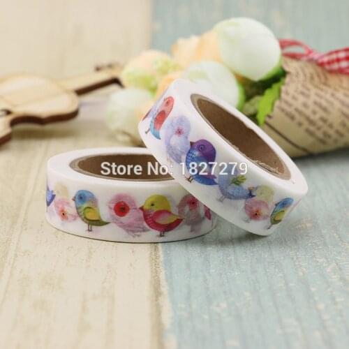 1pcs Japanese Flamingo Adhesive Washi Tape Anime Cartoon Bird Cute Kawai Washitape Wash Papeleria Stationery Store Escritorio