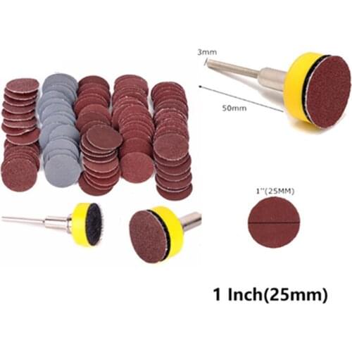100pcs 25mm High Quality Sanding Discs + 1" Abrasives Hook & Loop Backer Plate + 1/8inch Shank Set For Polishing Tools