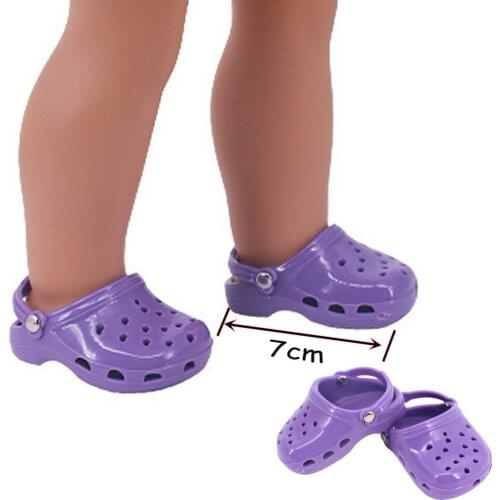 7CM Summer Sandals Doll Slippers for 18 inch Girl Dolls Baby Toys Purple Pink Blue Rose-red Shoes fit 43cm Height American Dolls