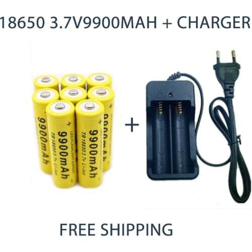 18650 Battery Rechargeable Battery 3.7V 18650 9900mAh Capacity Li-ion Rechargeable Battery For Flashlight Torch Battery+Charger