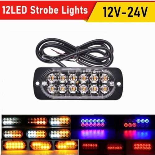 12LED Car Truck Lights Emergency Lights 24v LED Trailer Light Strobe LED Beacon Warning Hazard Flash Light Blue Strobe Lights