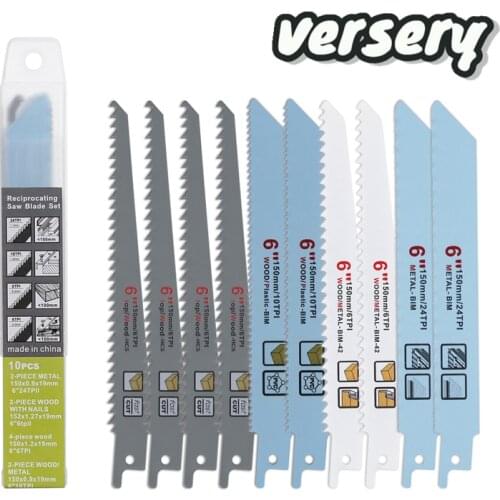 Free Shipping 10PCS/Set 150mm/6 Inch HCS Bim Reciprocating Saw Blades Cutting Saber Saw For Wood With Nail Plastic Cast Iron PVC