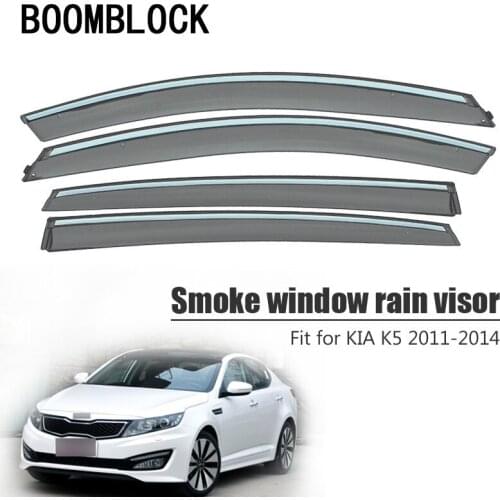 BOOMBLOCK Car Covers Window Visor Sun Rain Wind Deflector Awning Shield ABS For Kia K5 Optima 2011 2012 2013 2014