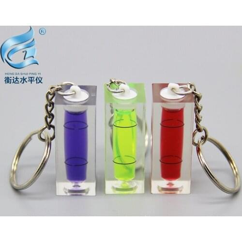 Keychain blister square horizontal bubble plastic level bubble 15*15*40