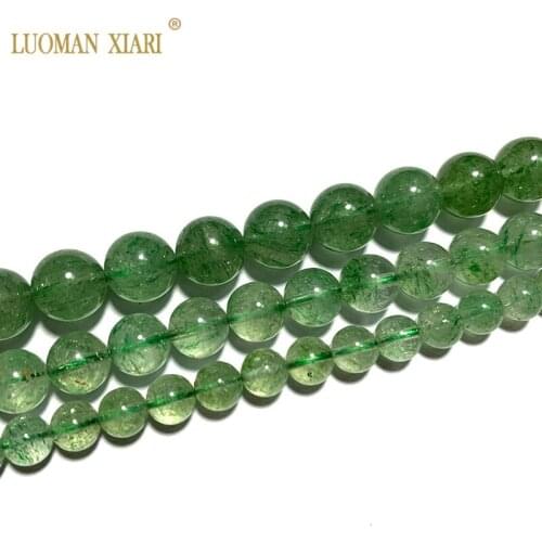 Fine AAA 100% Natural Rare Green Strawberry Crystal Round Gemstone Beads For Jewelry Making DIY Bracelet Necklace 6/8/10MM