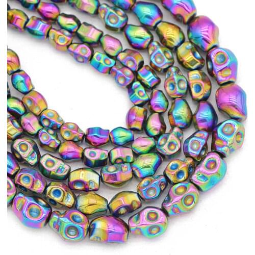 4x6/6x8/8x10MM Multicoloured Skull Head Hematite Natural Stone Spacer Loose Beads For Jewelry Making Diy Bracelets Accessories