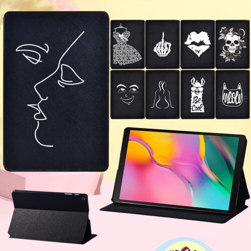 Tablet Cover Case for Samsung Galaxy Tab A 8.0 (2019) T290 T295 White Picture Anti-dirt Flip Leather Stand Cover Case 8 Inch