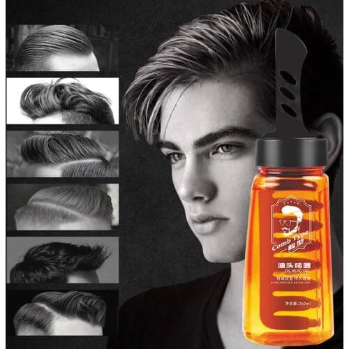 260ml Hair Setting Gel With Dip Comb Men Hair Care Styling Wax Solution Hair Type Cool Mens Oil Head Cream Oil Head Artifact