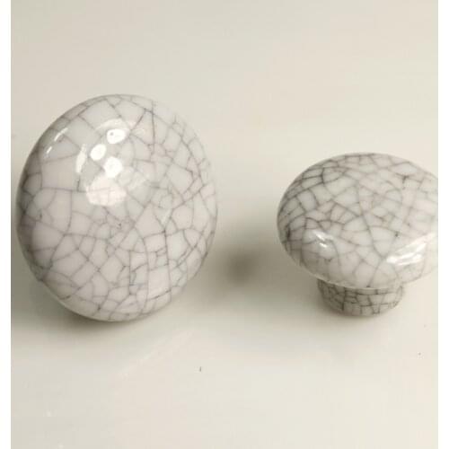 32mm 38mm Cream crackle Glaze Knob kitchen cupboard door handle Ceramic Porcelain Cabinet Drawer Pull Door Knobs