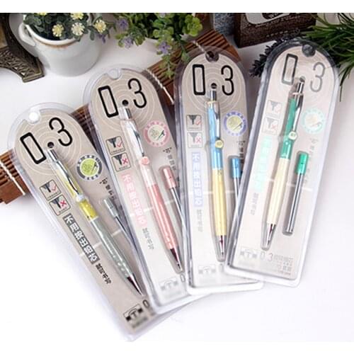 1 Set 0.3mm Mechanical Pencils With Refill Kit Writing Automatic Pencil With Eraser For Student Drawing Pencil Stationery Tools