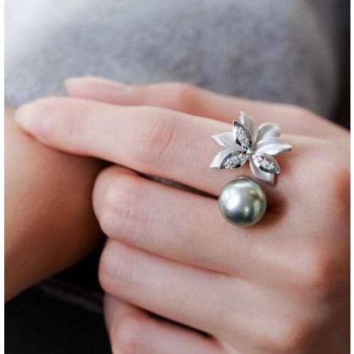 Flower 925 Sterling Silver Adjustable Free Size Ring Settings Findings Mountings Parts for Pearl Corals Jade Crystal, 5pcs/lot