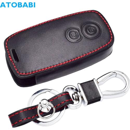 Leather Car Key Cover For Suzuki SX4 2007-2012 Vitara Swifts 2 Buttons Smart Remote Fob Case Keychain Protector Bag Accessories