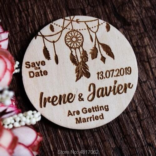 Dream Catcher Invite Boho Wedding Save The Date Magnet Rustic Wedding Magnets Dreamcatcher Wedding Save The Dates Wooden Wedding