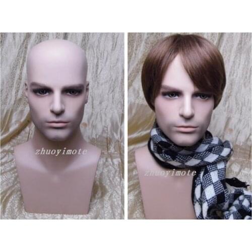 High Quality Realistic Fiberglass Male Mannequin Dummy Head For Hat Wig Headphones Display Manikin Heads