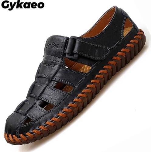 2021 Summer Mens Sandals Genuine Leather Outdoor Summer Handmade Men slippers Shoes Men Beach Breathable sneakers Casual Shoes
