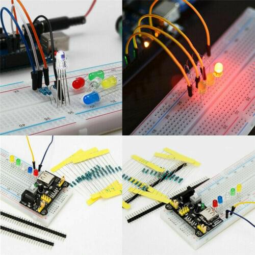 1set Electronic Component Starter Kit Breadboard LED Buzzer Resistor Transistor 1K 2K 5K1 10K 100K 1M