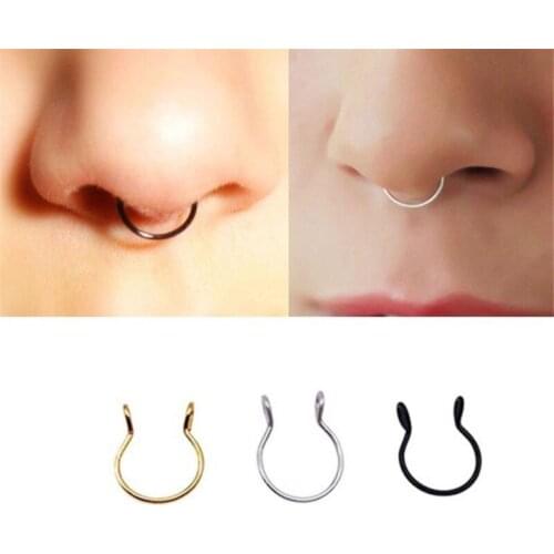 New 1pc Medical Steel Titanium Steel Sexy Open U Shape Semicircle Ear Clip Nasal Clip Nose Ring Nose Stud Piercing Jewelry Gift