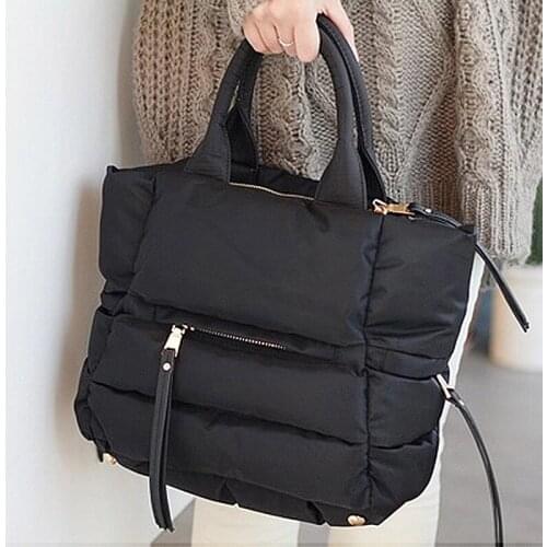 BENVICHED New Winter Space Cotton Handbag Women Casual Totes Down Feather Padded Lady Shoulder Bag Sac A Mian Crossbody Bag