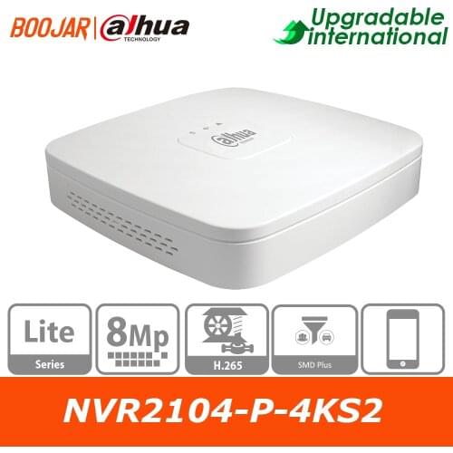 Dahua Original 4 Channel Smart 1U 4PoE Lite 4K H.265 Network Video Recorder NVR2104-P-4KS2 Support IPC UPnP, 4PoE ports