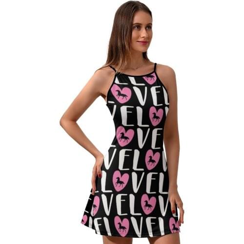 Horse Riding Dress Suspender Printed Day Dresses New Female Spandex Girly One-Piece Dress