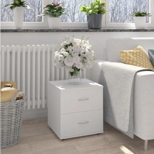 Wooden Bedside Table with 2 Drawers Solid Wood Feet for Living Room Accent End Side Table Bedroom Nightstand 51x38x53 cm