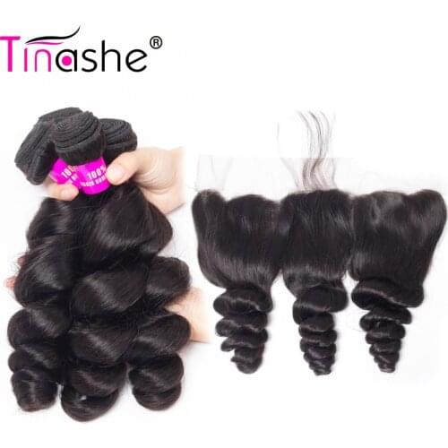 Tinashe Hair Brazilian Hair Weave Bundles Remy Human Hair Lace Frontal With Bundles Loose Wave Bundles With Frontal Closure