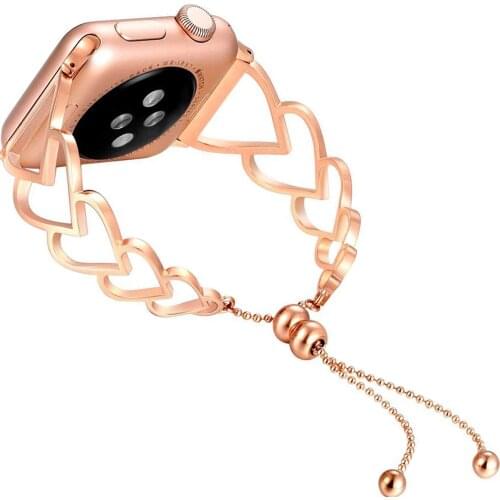 Women Jewelry Band for Apple Watch series 6 SE 5 4 3 Stainless Steel Strap 38mm 40mm 42mm 44mm Creative Metal Bracelet Watchband