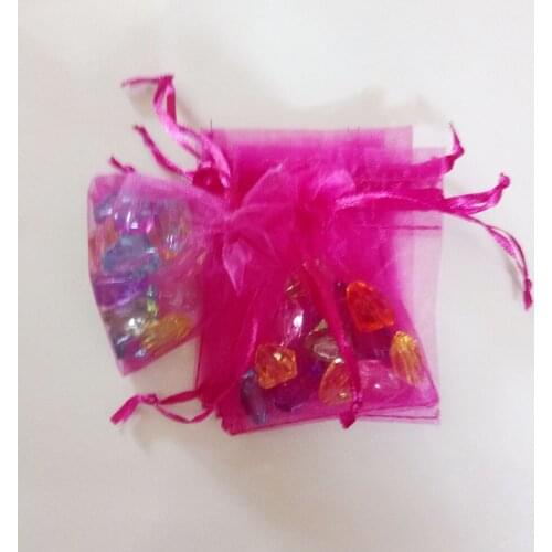 Rose Red Organza Bag 100pcs Jewelry Packaging Display Jewelry Pouch Gift Bags Wed Drawstring Bag Woman Gift Storage Display Bags