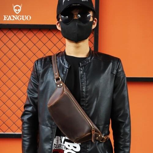 Multifunction Ozuko Backpack For Men and Male Handmade Leather Mens Shoulder Bag Fashion So Cool chest bag For Short Trip