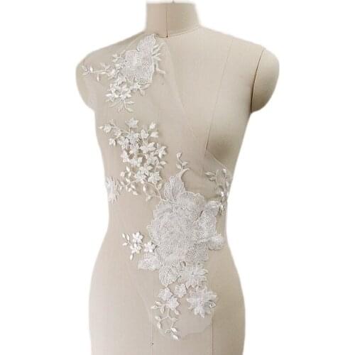 Mesh Embroidery Lace Appliques Accessories Handmade Decoration Clothing Wedding Dress Patch Materials