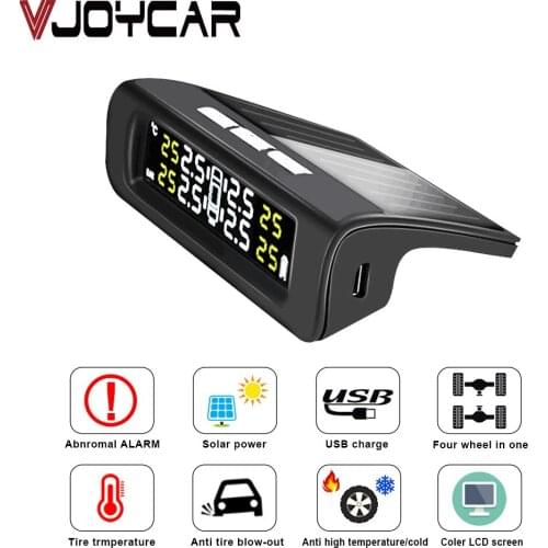 Smart Car TPMS Tire Pressure Monitoring System Solar Power Digital Color LCD Display Auto Security Alarm Systems Tyre Pressure