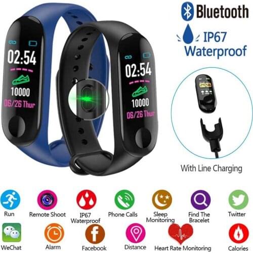 M3Plus Smart Bracelet Pedometer Bluetooth Wristband Heart Rate Monitor Message Reminder Fitness Tracker Smartbracelets