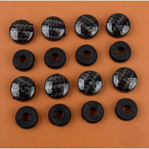 Universal 16Pcs/Set Car Carbon Fiber Style License Plate Tag Frame Fastener Screw Cap Cover Accessories