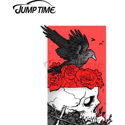 Jump Time 13 x 5.2cm For Memento Mori Skull Vinyl JDM Car Stickers Bumper Trunk Truck Graphics Waterproof Anime Decal