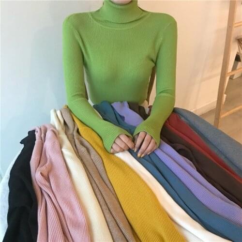 2020 New Knitted Women turtleneck Sweater Pullovers spring Autumn Basic Women highneck Sweaters Pullover Slim female cheap top
