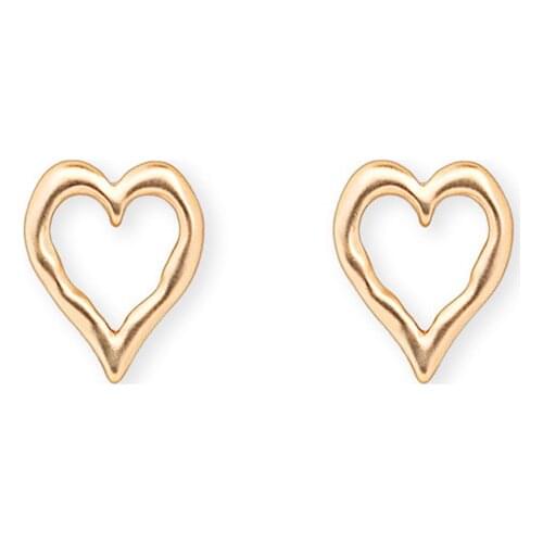 WTLTC Metal Hollow Heart Stud Earrings for Women Hammered Circle Post Earrings Minimalist Cut Out Studs Earrings Bohemia Bijoux
