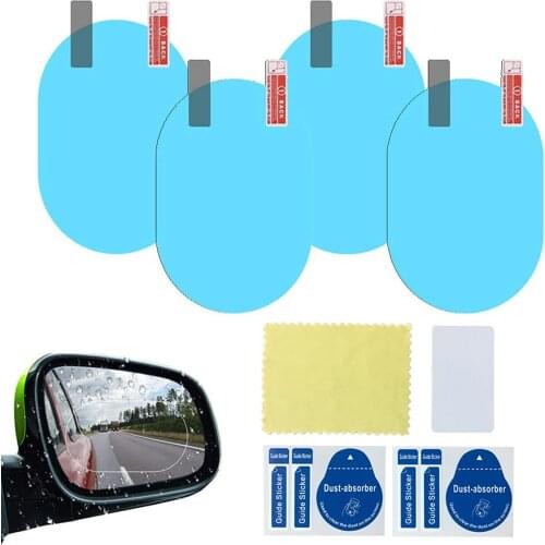 4Pcs Car Rearview Mirror Rain Cover Film Car Rearview Mirror Side Mirror Film Water Resistant Fog Sticker Universal Vehicle